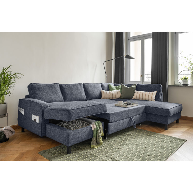 Molly Corner Sofa Bed U-Shape, Navy Blue, Right Hand Facing