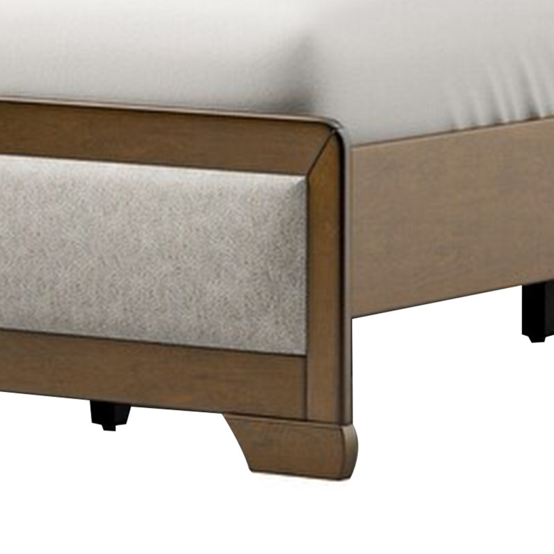Grand lit Cair, tissu gris clair capitonné Channel