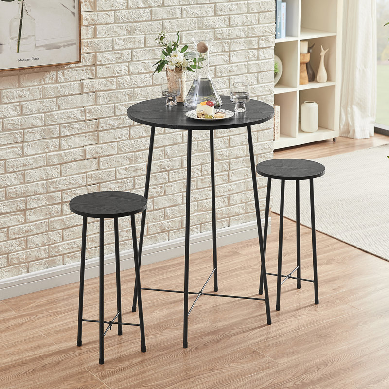Rayshad 2- Person Counter Height Dining Set, Black/Black