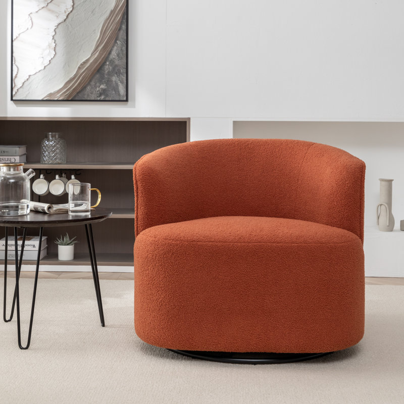 Fauteuil demi-tonneau pivotant Jalena, Polyester orange
