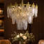 Lustre en verre doré de luxe 9 lumières 24 po à hauteur réglable pour salle à manger de vestibule