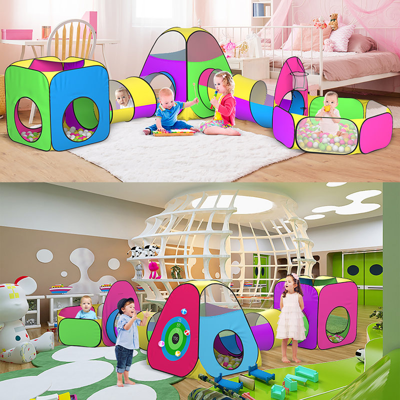 Tunnel de jeu 9 pi 8 po x 9 pi en polyester à usage intérieur / extérieur avec sac de transport