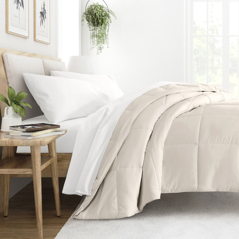 Ivory Full Reversible Down Microfiber Comforter Set
