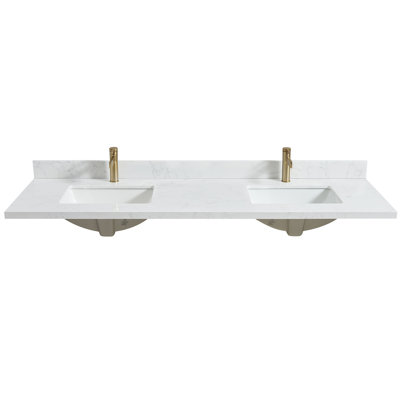Malaga 73'' Stone Double Bathroom Vanity Top with Sink