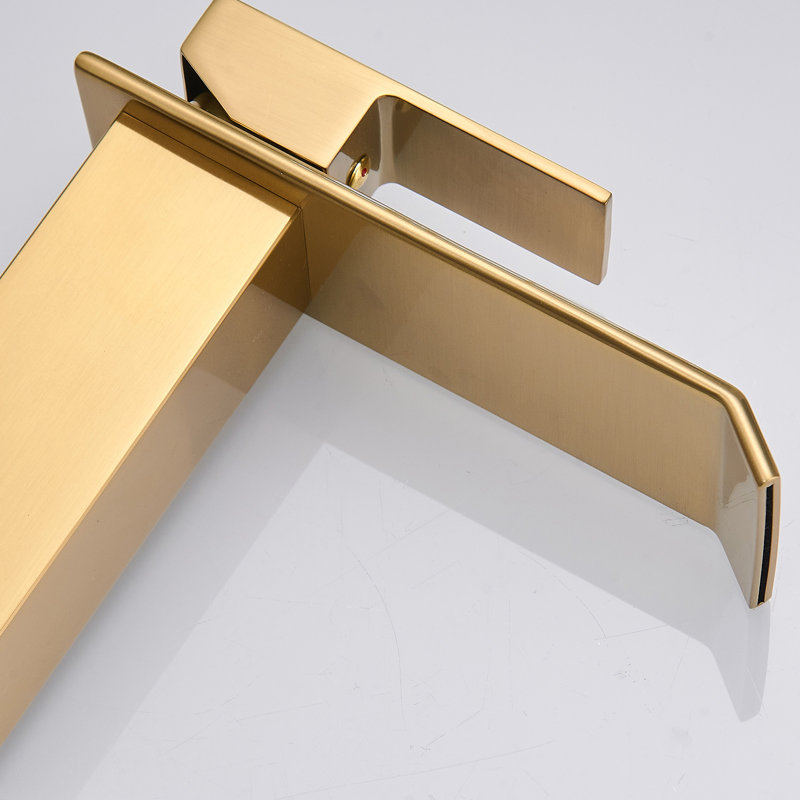 WIZ Waterfall Single Hole Single-Handle Bathroom Faucet, Brushed Gold