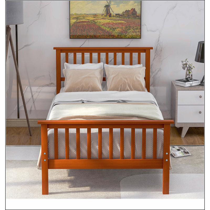 Lit plateforme en bois avec tête et pied de lit, Chêne