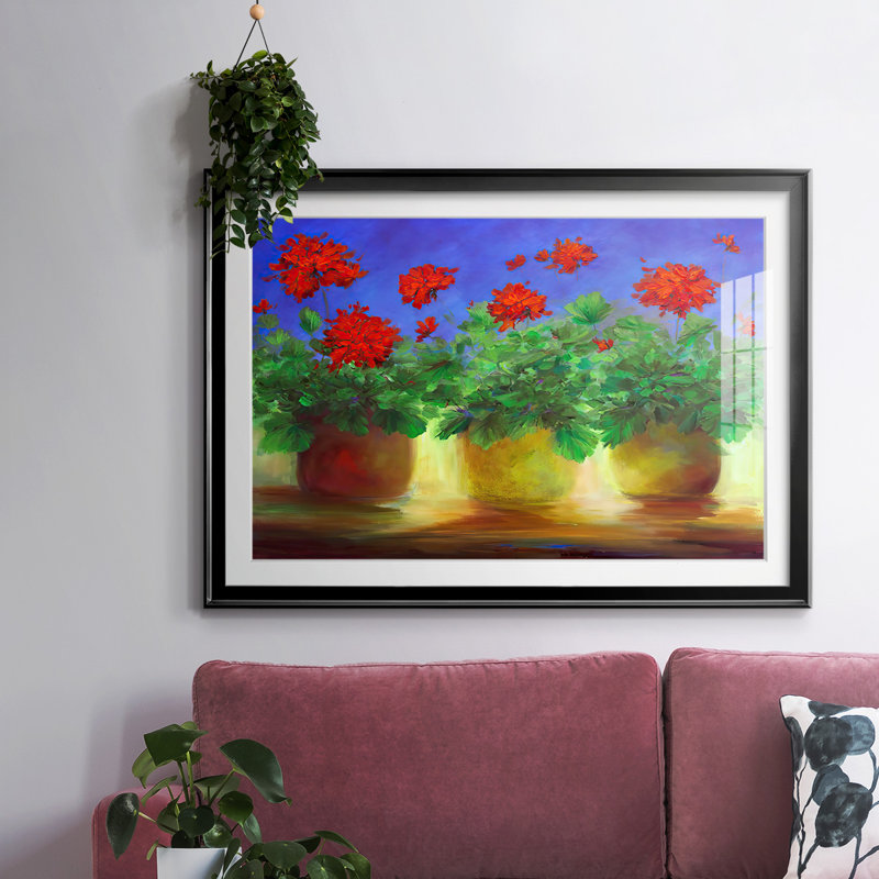 Geraniums II, reproduction d'art encadrée, Noir, H 30 po x l 44 po x P 1,5 po