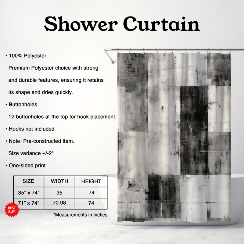 Plaid Patina - Rideau de douche Premium, H 74 po x l 71 po