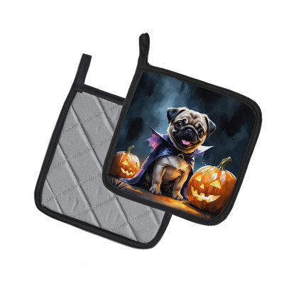 Pug chiot d'Halloween paire de porte-casseroles