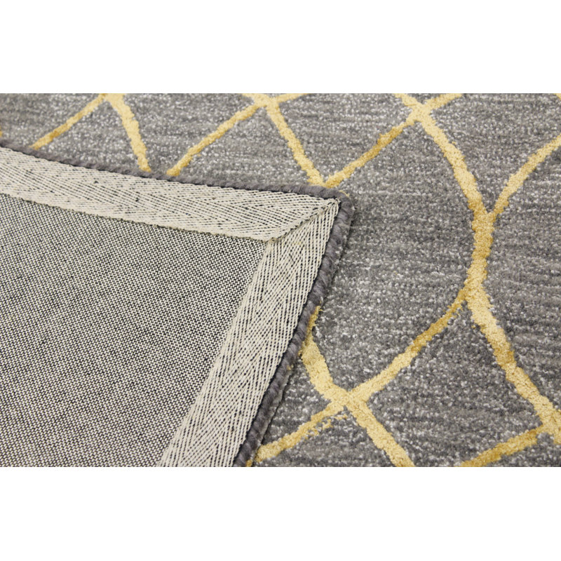 Handmade Gray Wool Viscose Geometric Tufted Rug 5'6" x 8'6"