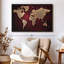 «Maroon World Map Wall Art»-1404668425