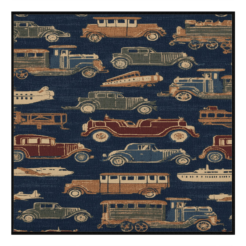 Machine Washable Transportation Grey Area Rug, Square 5'