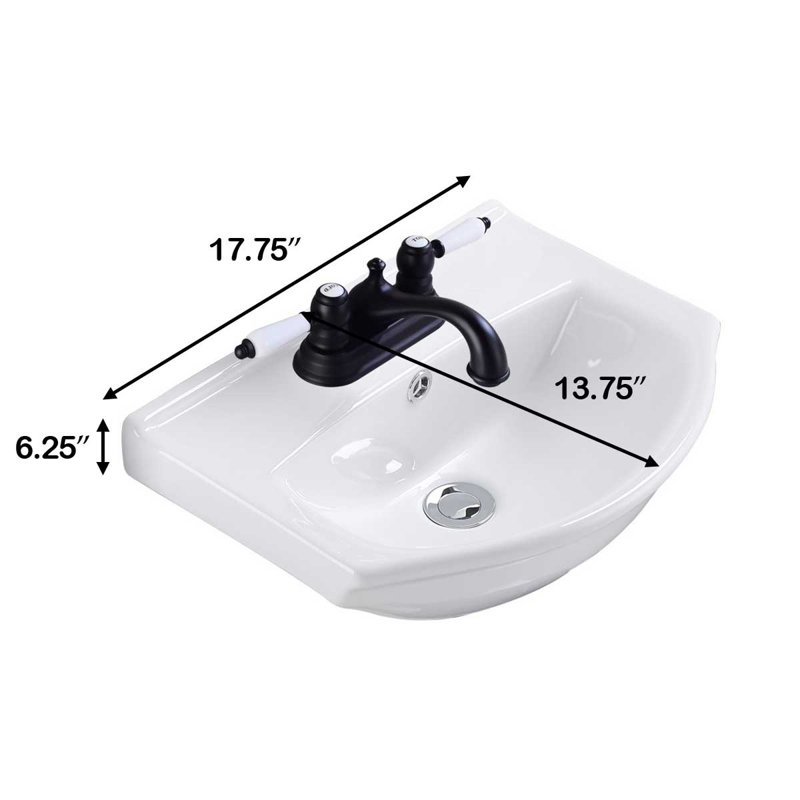 The Renovators Supply Inc. 17.75'' White Porcelain U-Shaped Bathroom Sink with Overflow