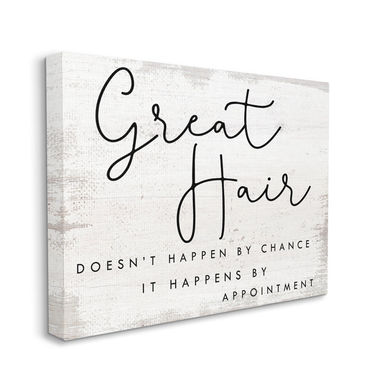 «Great Hair By Appointment Sign», salon de beauté patiné, H 36 po x l 48 po, Toile tendue