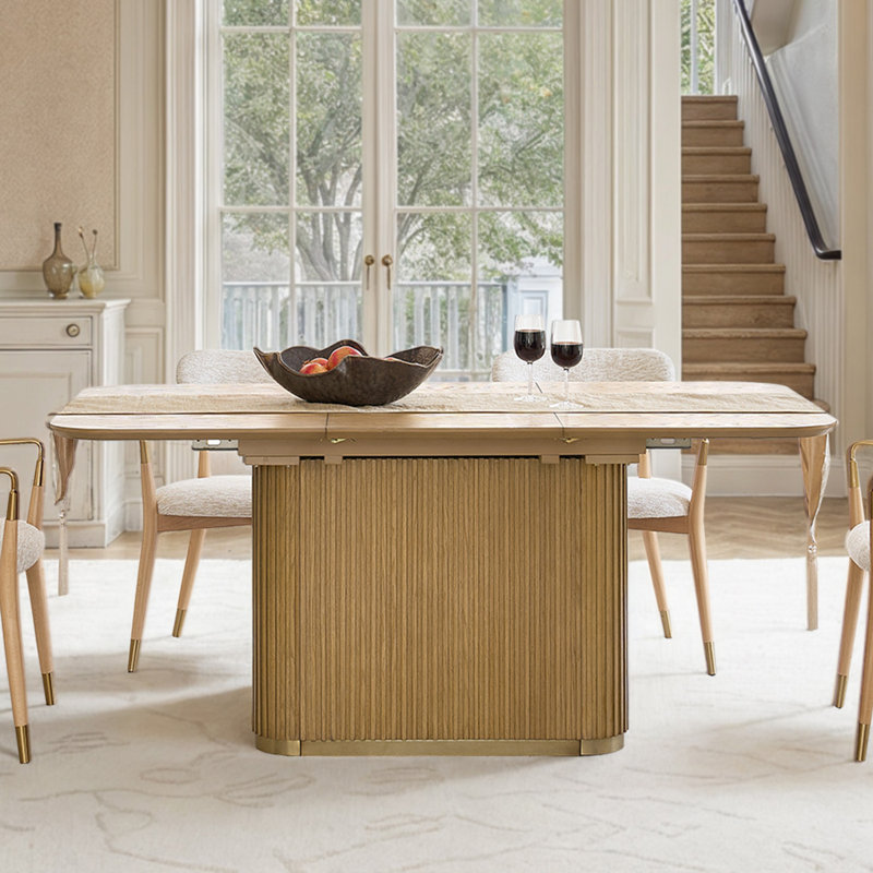 Table de salle à manger moderne avec plateau extensible Dacosta l 68 po, Naturel