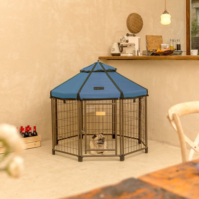 Pet Gazebo Dog Kennel Play Pen with Market Top Canopy