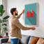 Crab in Teal Modern - Wrapped Canvas-480168830-480168816