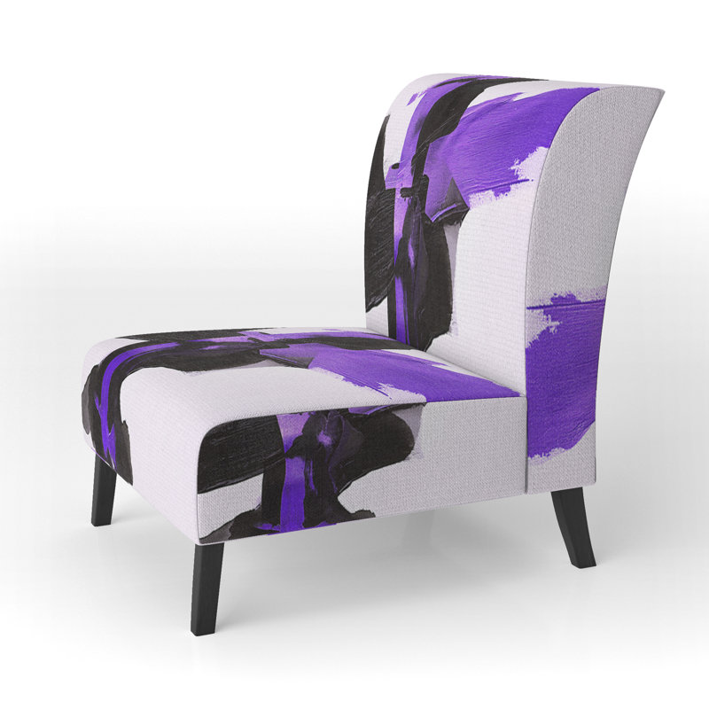 Fauteuil de chambre rembourré Geometric IV, Mauve / noir / blanc