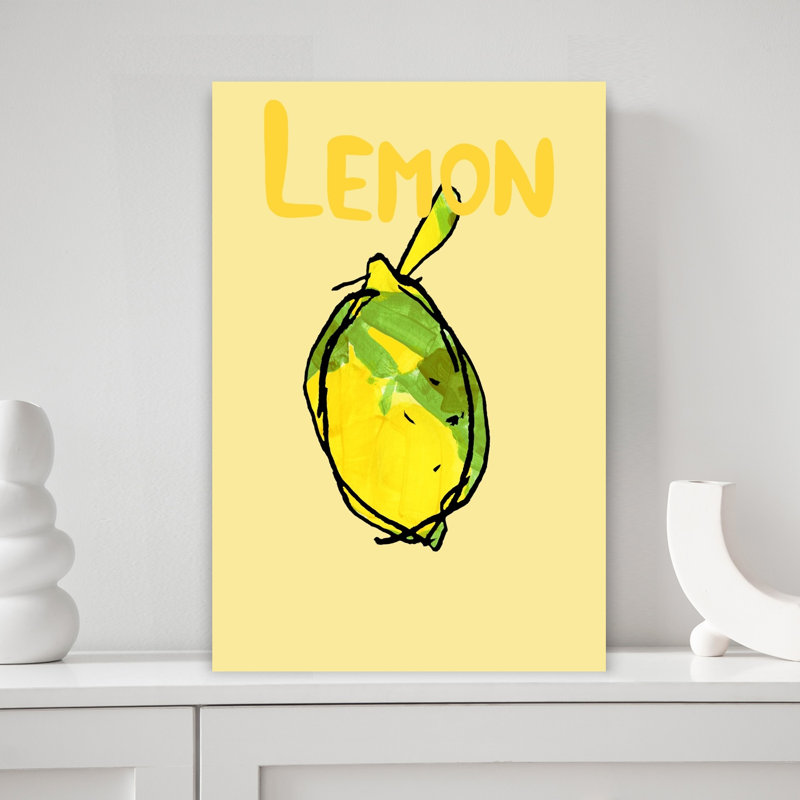 Art mural moderne et abstrait jaune vif et citron, H 18 po x l 12 po