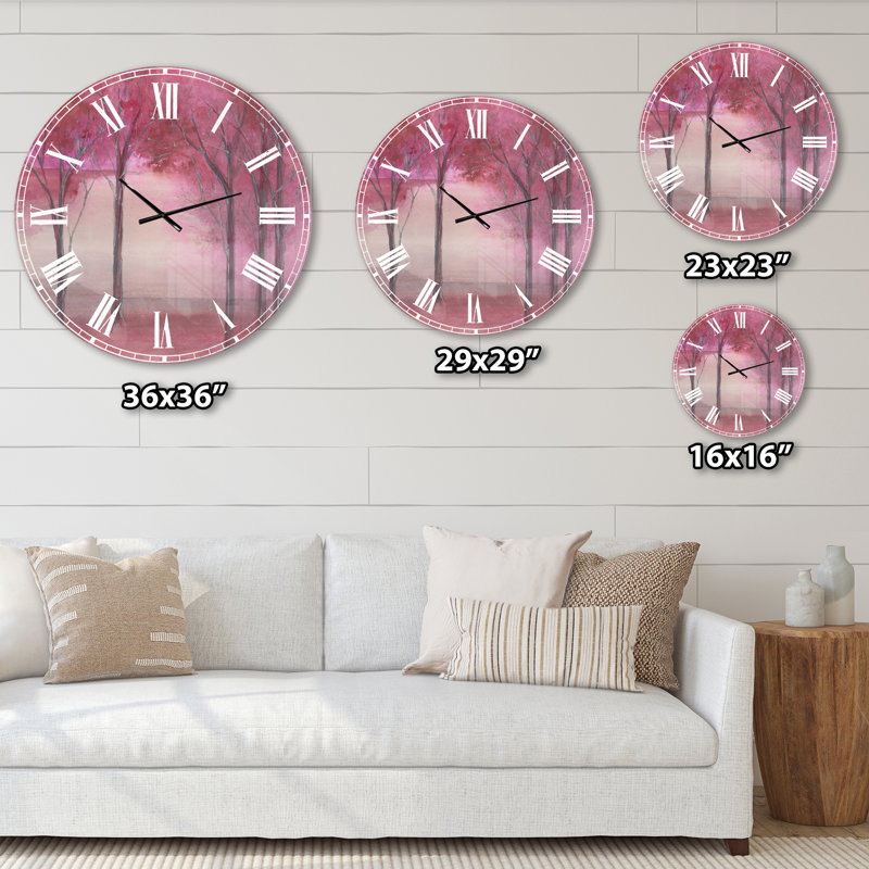 Pink Forest - Farmhouse Wall Clock, Small
