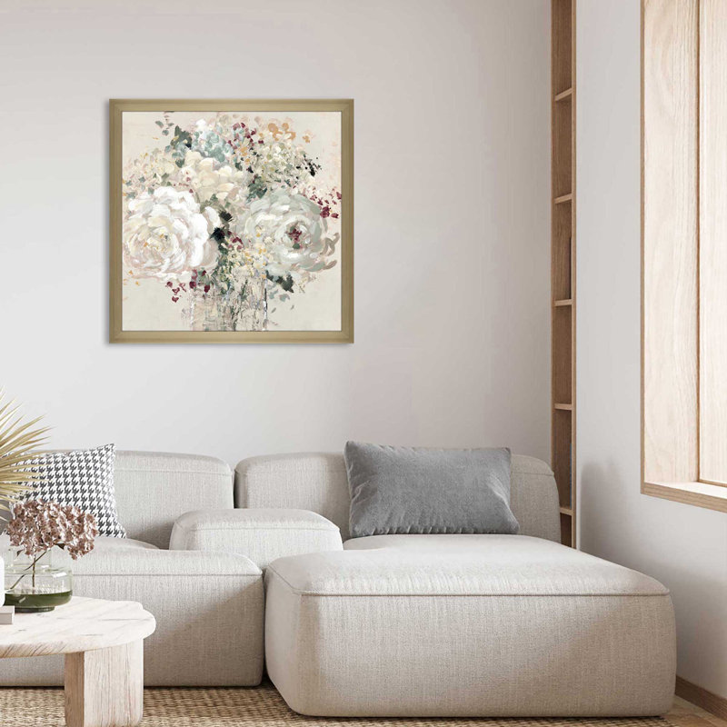 Paix florale - Peinture, L 25,5 po x H 25,5 po, Cadre noir