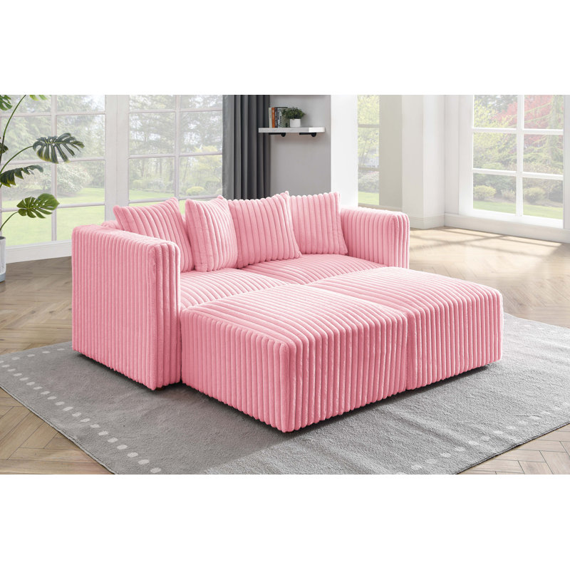 Canapé modulaire Damerel, Fausse fourrure rose