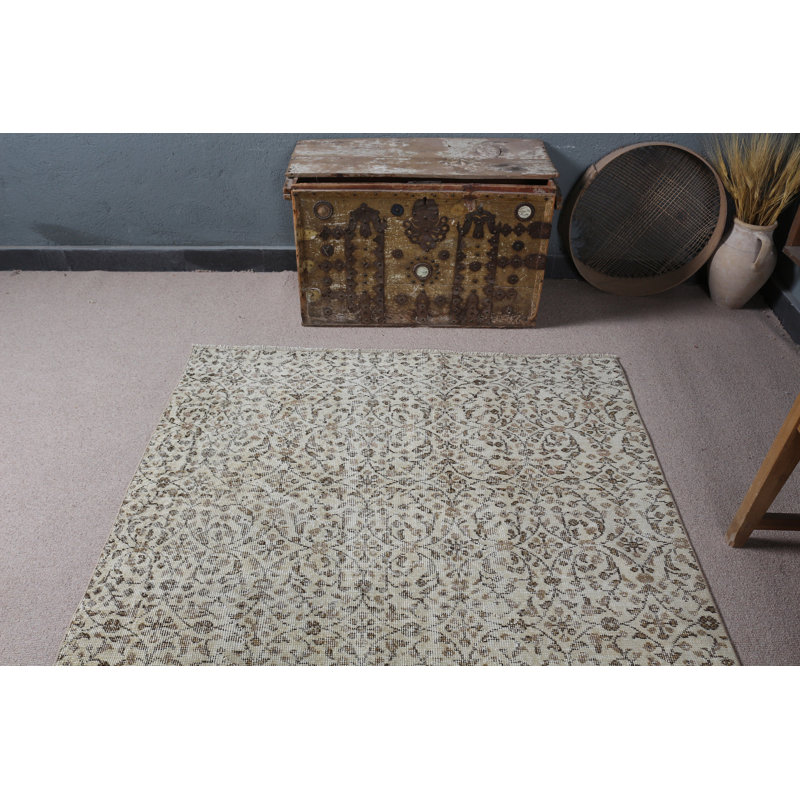 Tapis turc en laine tissé à la main, parfait pour rehausser l'apparence de votre salon ou de votre chambre à coucher