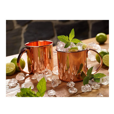 Echtwerk Moscow Mule Kupferbecher 2er Set Gefertigt Aus Edelstahl, 9 X 13,7Cm, 450Ml, Inkl. Geschenkverpackung 