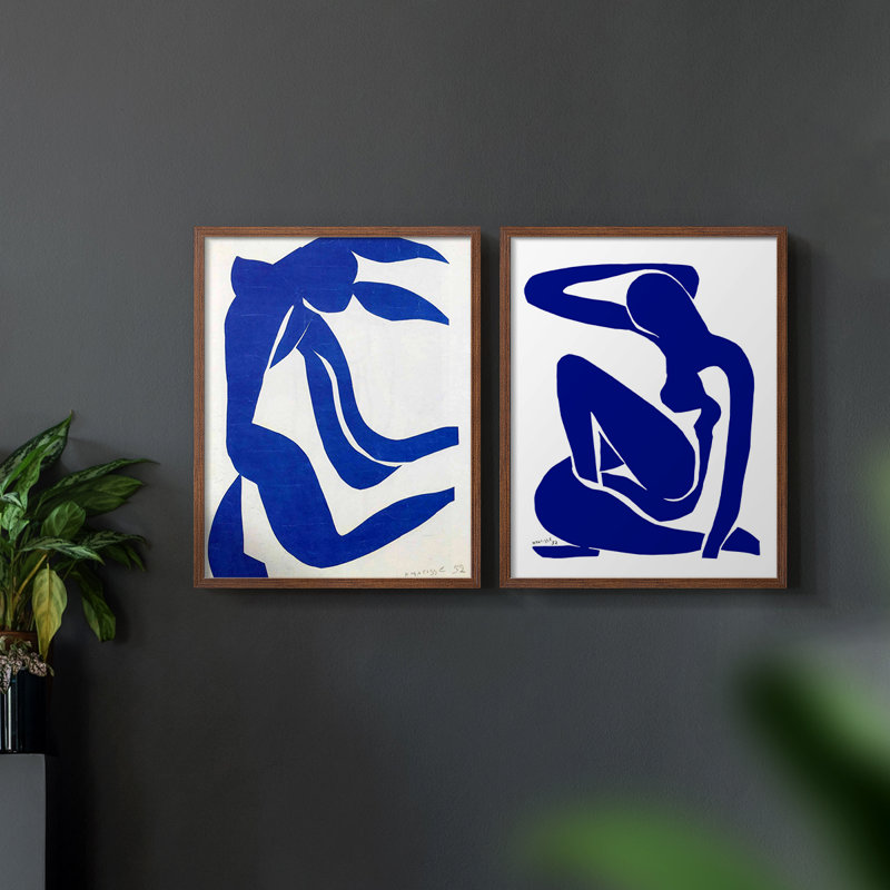 Croquis rétro VII, impression giclée sur cadre - ensemble de 2, Cadre noyer, 9" H x 22" W