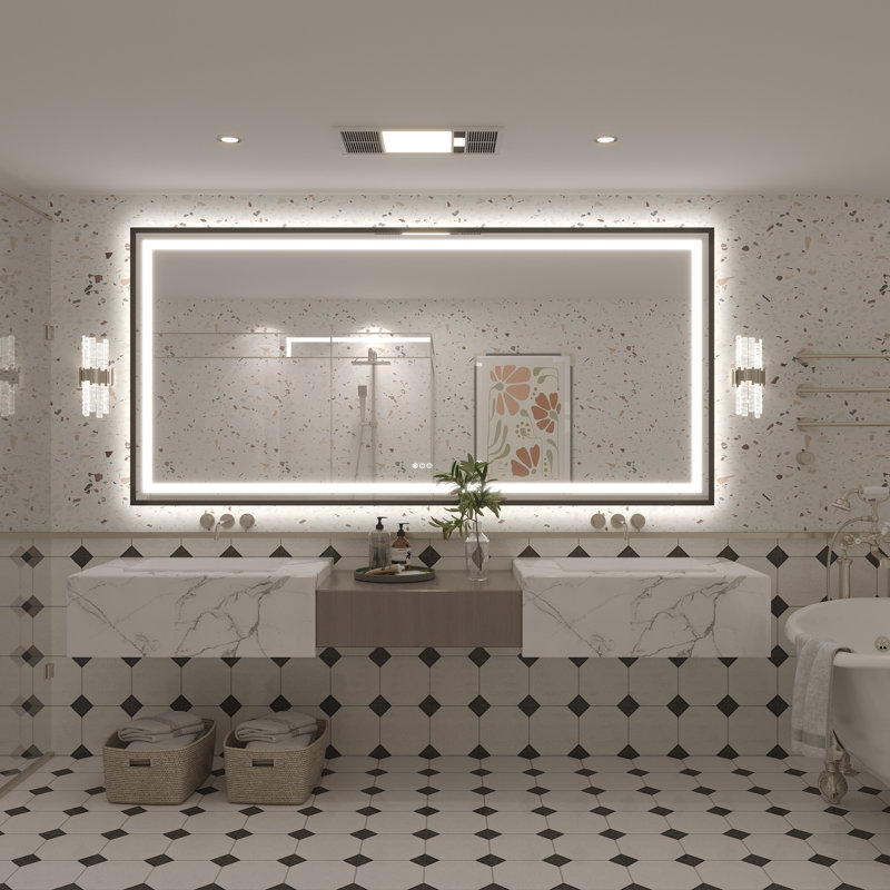 Miroir de salle de bain Molly Framelss, 84 po x 40 po, Noir