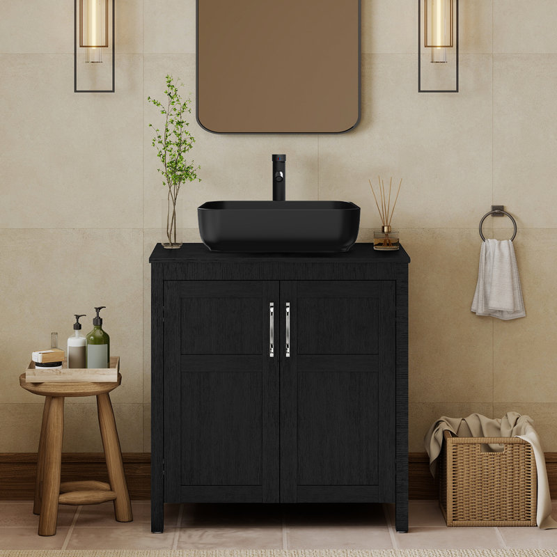 30" Free-Standing Modern Single Bathroom Vanity With Sink, Black