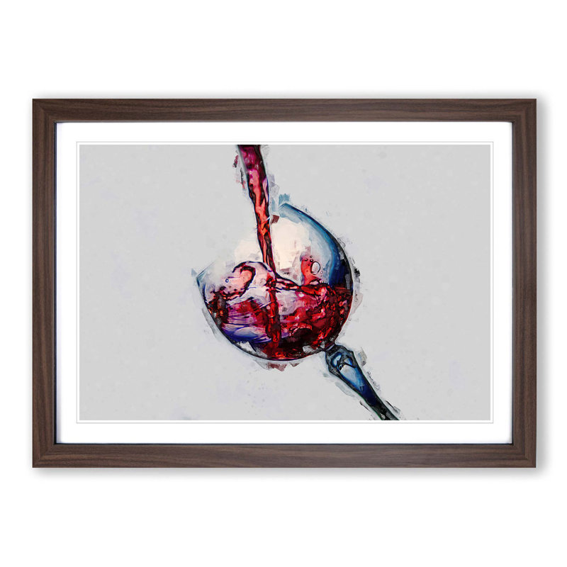 Tilted Wine Glass in Abstract - Picture Frame Graphic Art Print, Walnut, 60cm H x 91cm W x 2cm D
