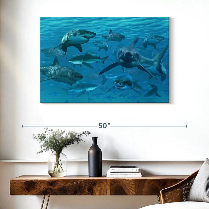 Crowle Shiver Of Sharks, 26" H x 39" W
