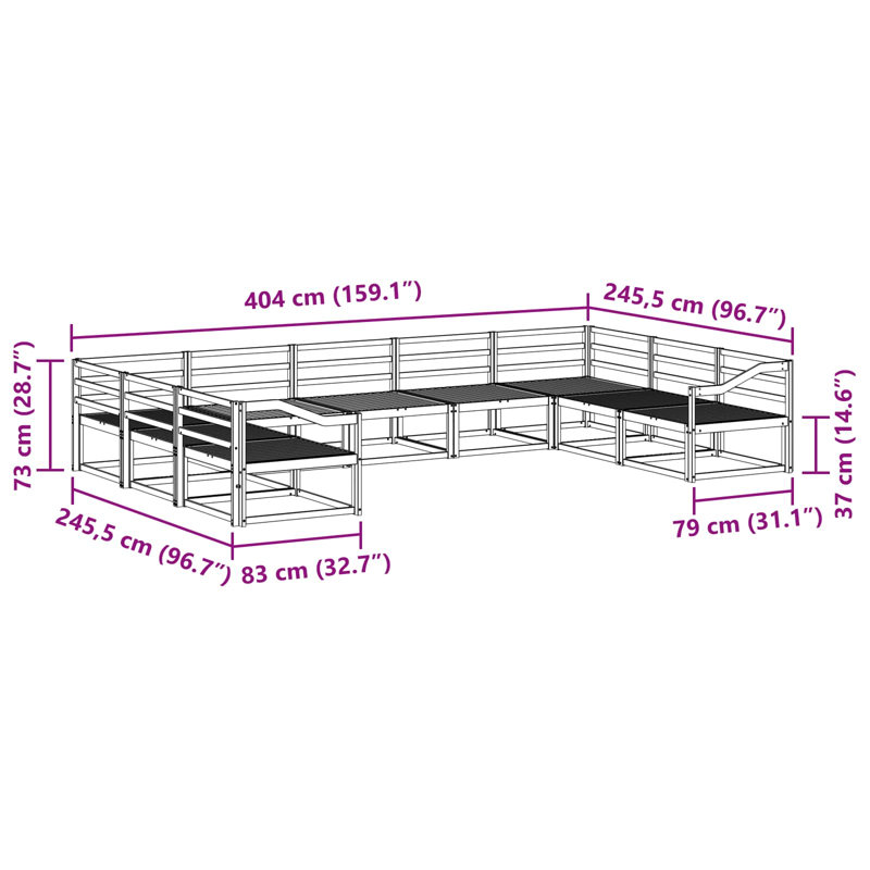 404cm Wide Patio Sectional Set