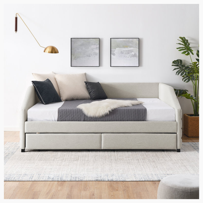 Eslet Upholstered Daybed, Queen, Beige