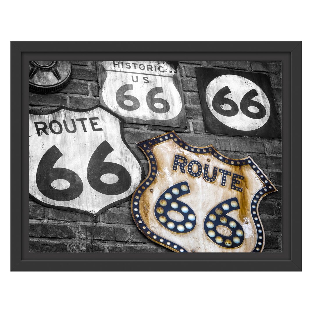 Gerahmtes Wandbild rustikale Route 66 Schilder