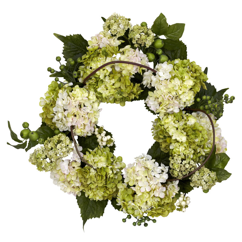 Faux Hydrangea Plastic 22'' Wreath