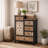 Fienley Farmhouse 21.6"W x 30.6"H x 11.8"D 1-Door Carved Wood Accent Chest With 5-Drawers, Rich Natural,Blue