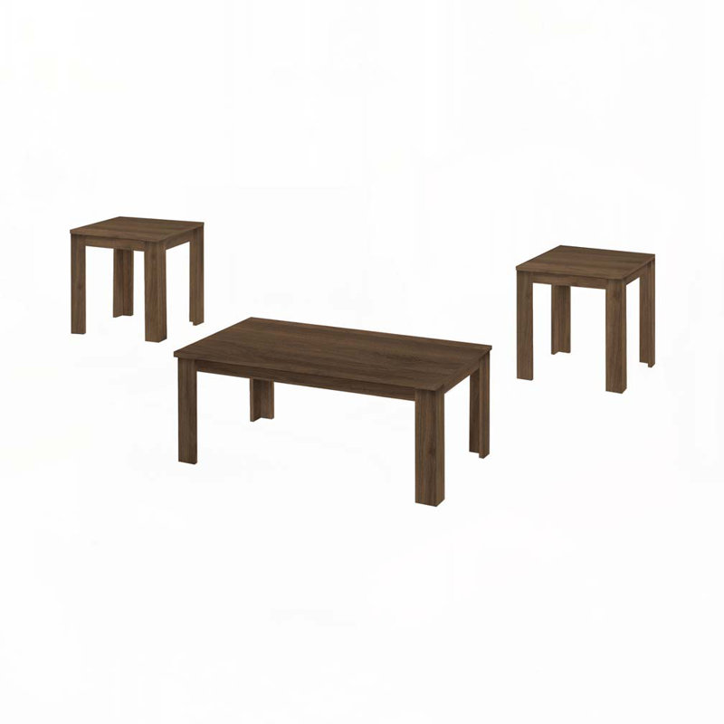 Ensemble de tables basses en bois avec 4 pieds, Noyer
