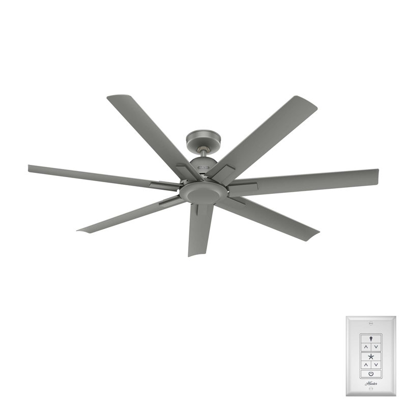 Downtown 60" 7 - Blade ENERGY STAR Outdoor / Indoor Industrial Ceiling Fan with Wall Control, Matte Silver