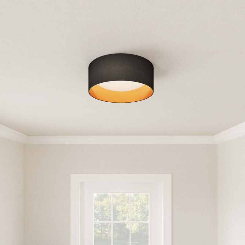 Plafonnier encastré or 1 lumière, H 4,38 po x l 12 po x P 12 po