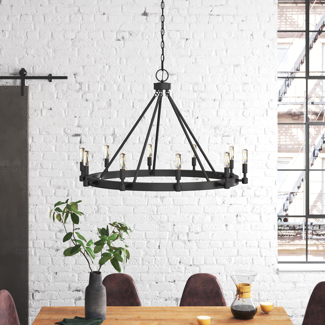 Calvin 10 - Light Dimmable Wagon Wheel Chandelier Steelside™