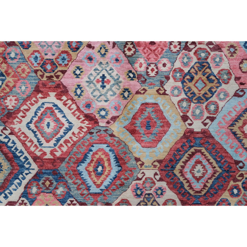 High-Quality Hand-Knotted Pink And Red Area Rug
