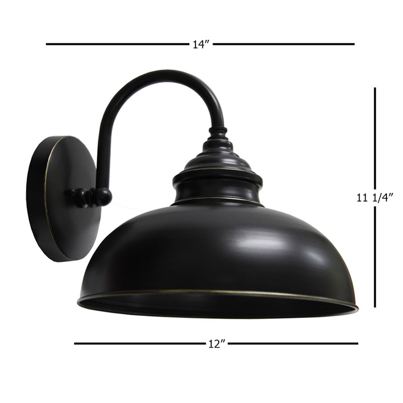 Luminaire de grange d'extérieur Arryonna, Noir impérial, H 11,25 po x l 12 po x P 14 po