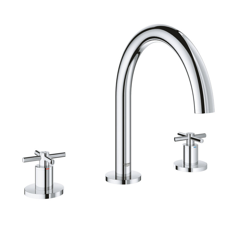Garniture de robinet de baignoire romaine à fixation sur plateau à deux poignées Atrio®, Chrome étoilé
