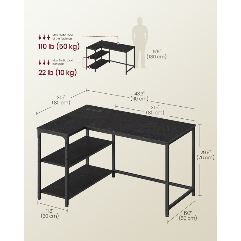Metal Base Computer Desk, Black