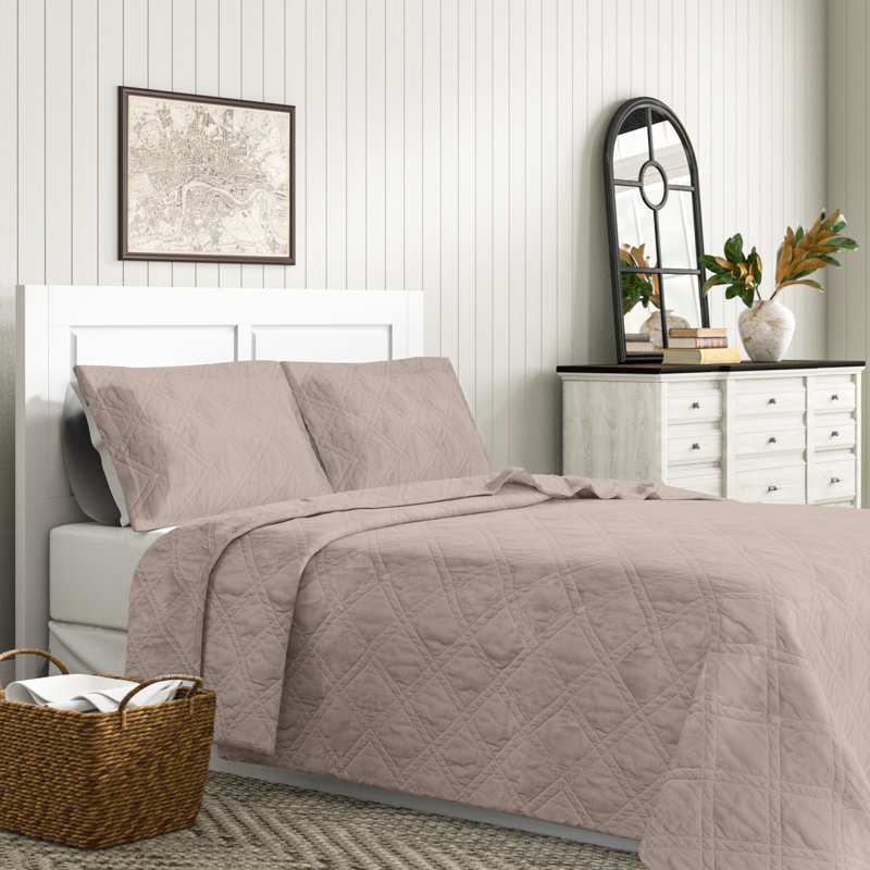Quilt Set, King Quilt + 2 Shams, Brown