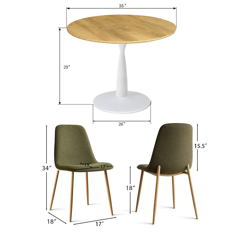 Folmar 4-Person Dining Set with Round Table, Green