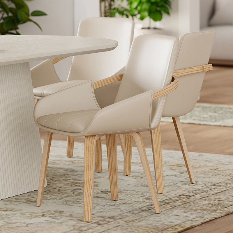 Chaise de salle à manger Mid-Century, Naturel, Beige