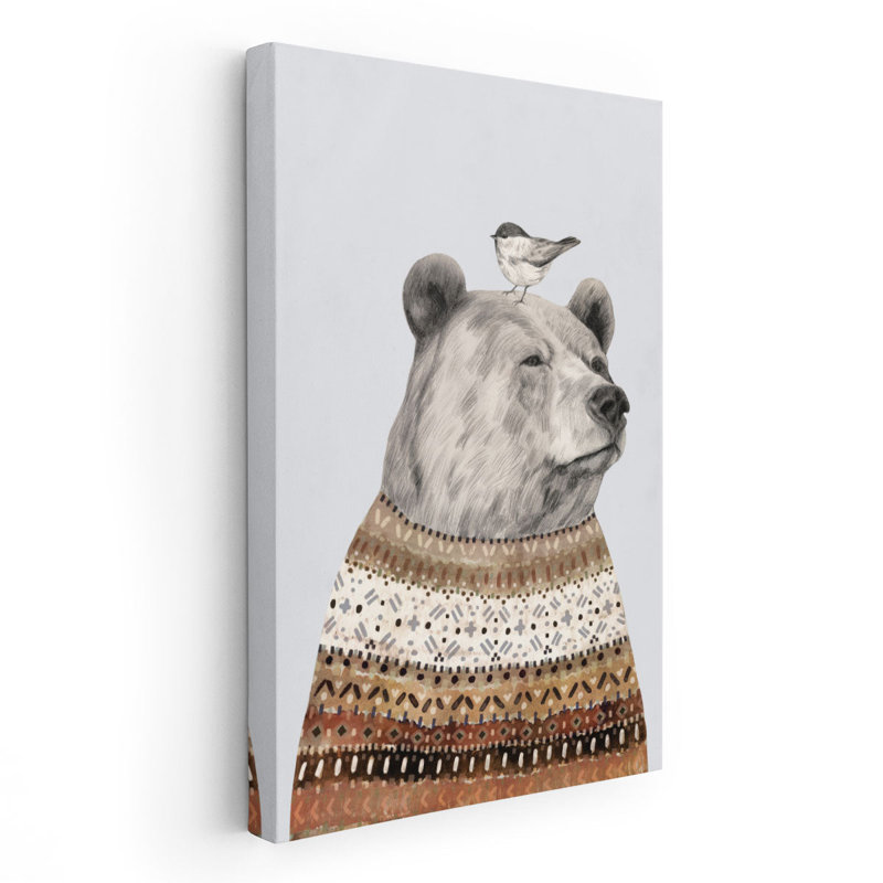 Fair Isle Bear I - reproduction d'art sur toile, 30 po x 20 po